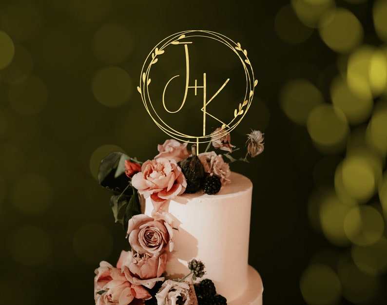 Personalized Wedding Cake Topper, Custom Couples Script Cake Topper for Weddings, Rustic cake topper, Anniversary Cake toppers,Wedding Decor Złoto