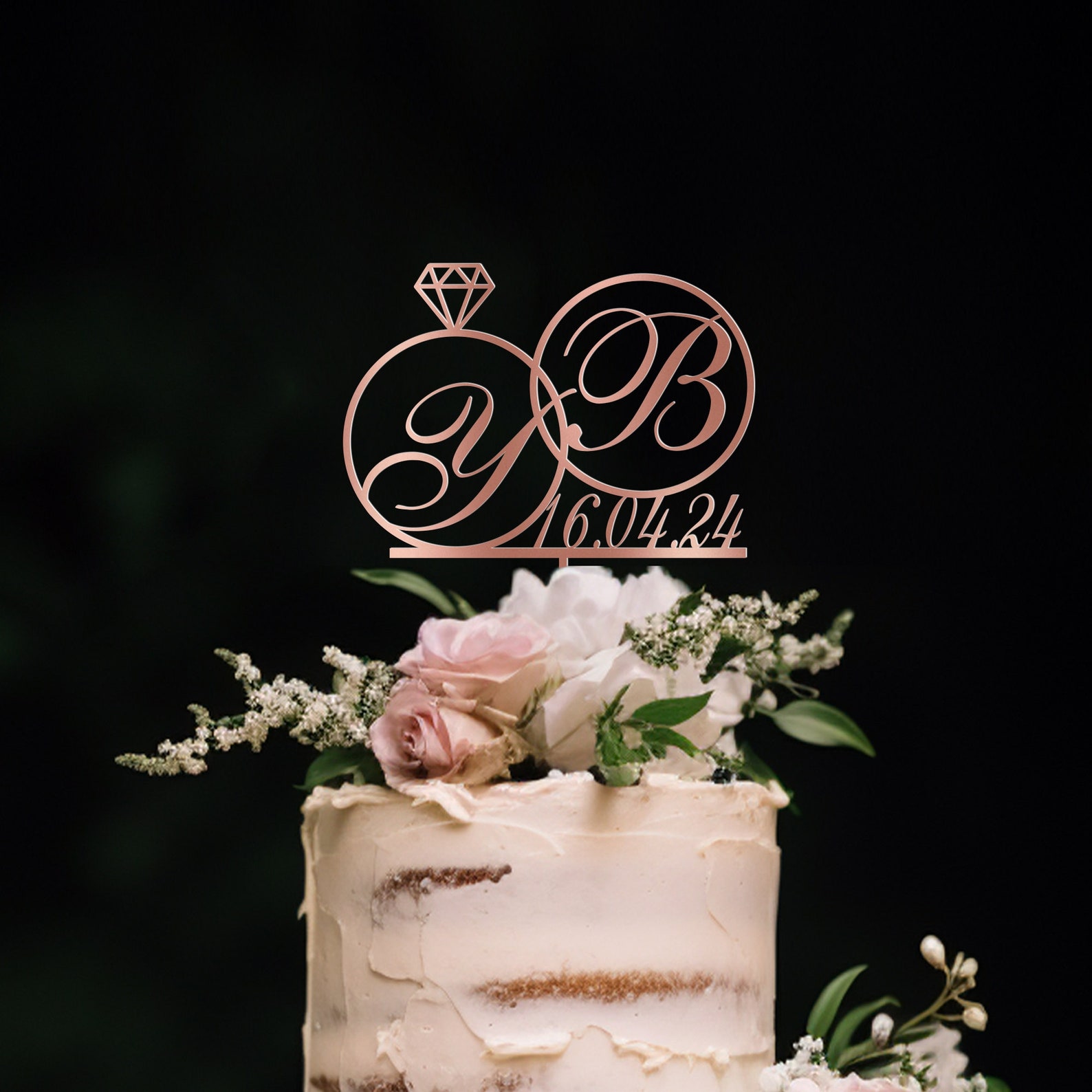 Birthday Topper Rings Cake Toppers With Diamond Ring, Gold Wedding Vintage Cake Toppers ...