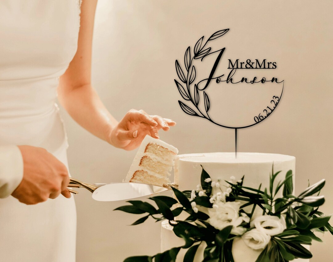 Printtoo "Mr And Mrs" Hochzeitstorten-Topper Aus Acryl - Personalisierbar, Ca. 4-5 Zoll Breit, Mit Stäben