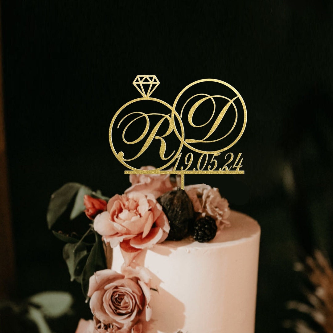 Birthday Topper Rings Cake Toppers With Diamond Ring, Gold Wedding Vintage Cake Toppers ...