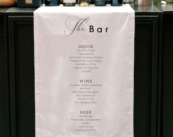Placa de tecido personalizada para menu de bar, banner para bar de casamento, menu de coquetéis e bebidas exclusivas, impressa em linho, decoração moderna para casamento, renda.
