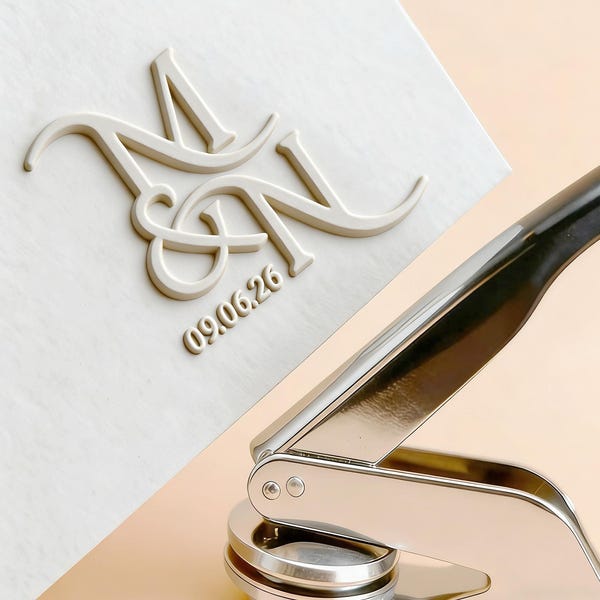 Custom Monogram Wedding Embosser -Wedding Initial Monogram Metal Seal Stamp, Wedding Stationery, Wedding Envelop Embosser, Logo Stamp