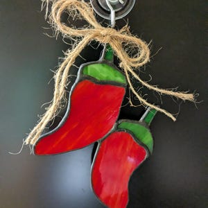 Stained Glass Chilli Peppers Suncatcher Hanging