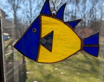 Ocean Fish Stained Glass Suncatcher