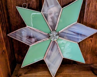 Stained Glass Spring Time Star Suncatcher Hanging