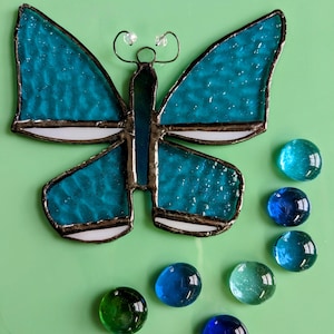 Stained Glass Blue Butterfly Suncatcher