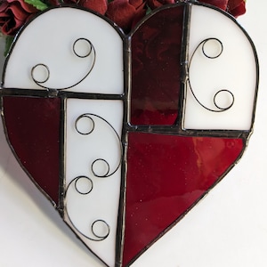 Stained Glass Red Heart Suncatcher Hanging