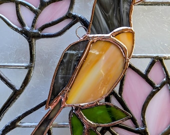 Stained Glass Robin Suncatcher Hanging