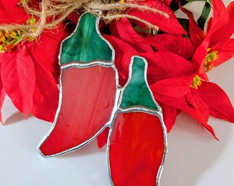 Stained Glass Chilli Peppers Suncatcher Hanging