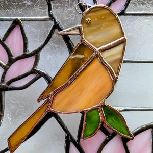 Stained Glass Carolina Wren Suncatcher