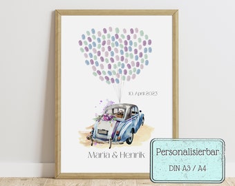 Fingerabdruckbild Hochzeit | Gästebuch | Gästeposter | Hochzeitsgeschenke | Fingerabdruckbaum Hochzeit | Hochzeit Gäste | Personalisierbar