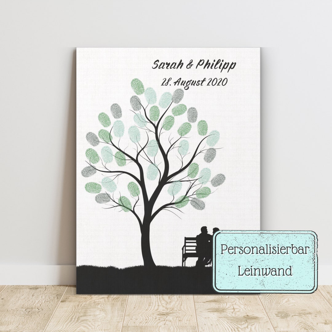 Fingerabdruckbild Hochzeit Leinwand Gästebuch Hochzeitsgeschenke
