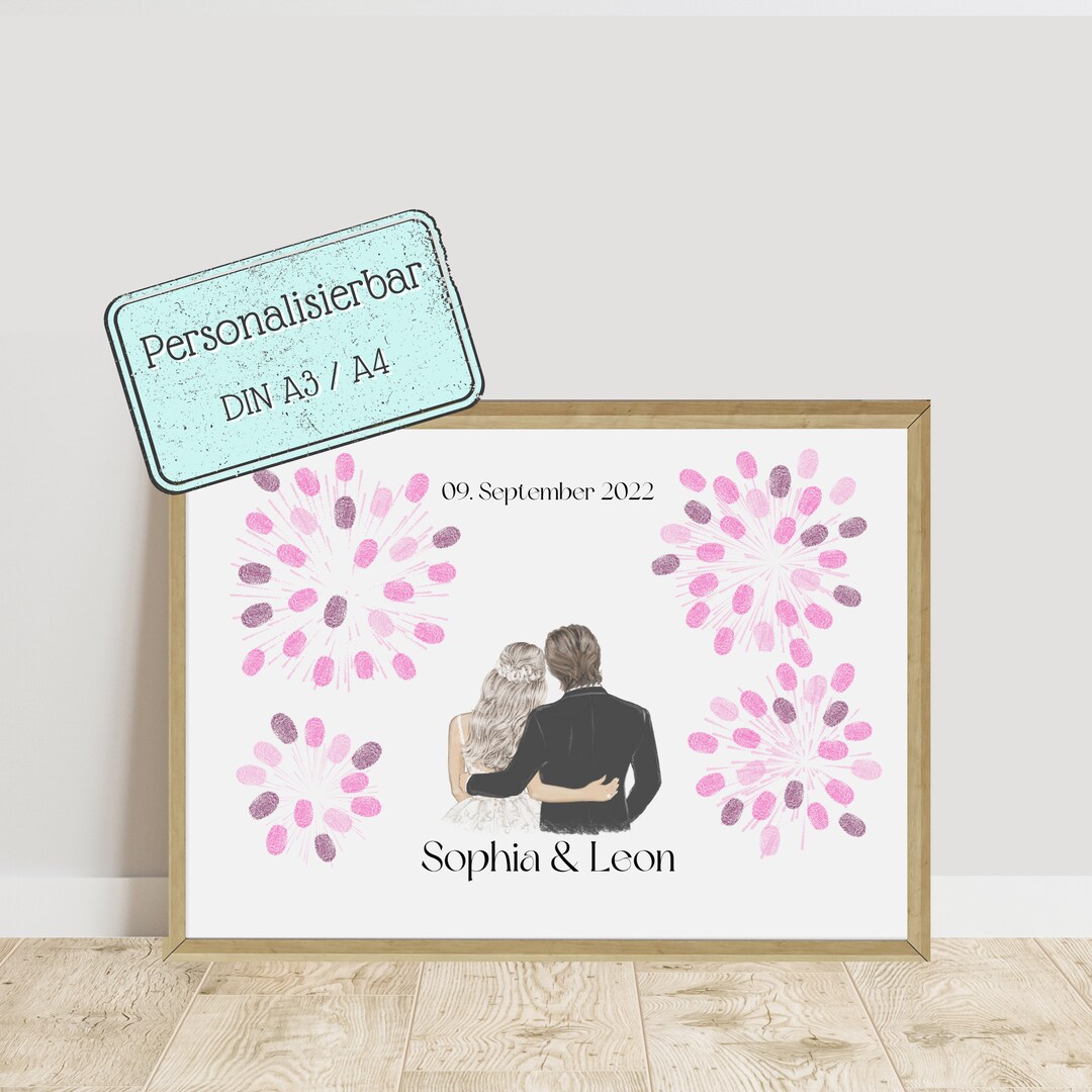 Fingerabdruckbild Hochzeit Gästebuch Hochzeitstag Etsy.de
