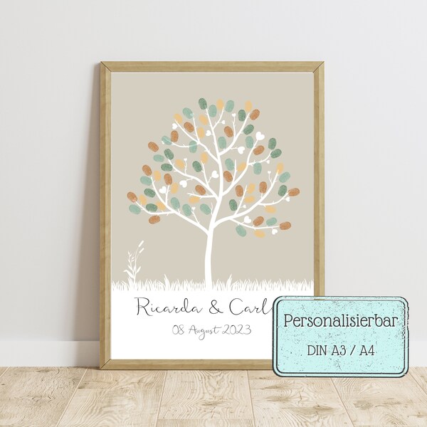 Fingerprint picture wedding | Guestbook | wedding anniversary | Wedding gifts | Fingerprint tree wedding | Wedding guests | Personalizable