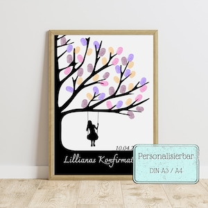 Fingerabdruckbild Baum | Geschenk Kommunion | Geschenk Taufe | Geschenk Konfirmation | Geschenk Erstkommunion | Gästebuch |Personalisierbar