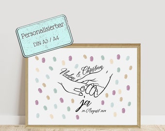 Fingerabdruckbild Hochzeit | Gästebuch | Hochzeitstag | Hochzeitsgeschenke | Fingerabdruckbaum Hochzeit | Hochzeit Gäste | Personalisierbar