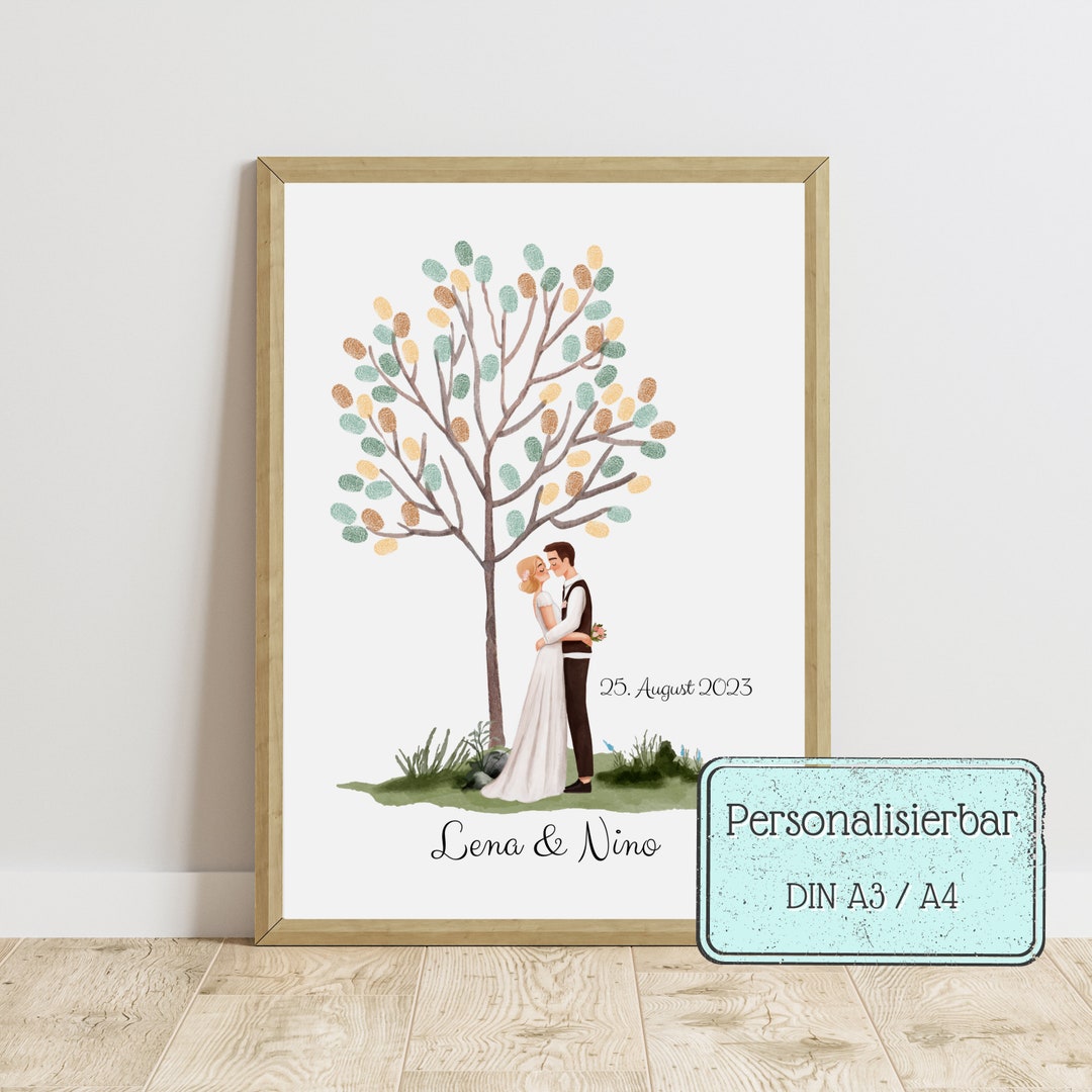 Fingerabdruckbild Hochzeit Gästebuch Weddingtree Etsy.de