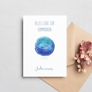 Glückwunschkarte zur Kommunion I Kommunionskarte I Glückwünsche Kommunion I Personalisierbar I Geschenk zur Konfirmation IKonfirmationskarte