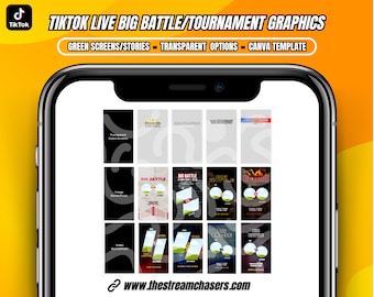 TikTok LIVE Ultimate Matchoff and Big Battle Green Screens/Story Canva Templates | 12 Variations Image/Video | Transparent or Background