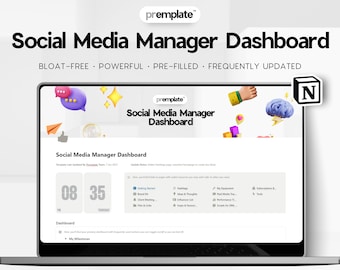 Social Media Manager Dashboard and Planner (2023) | Notion Template | Content Planner, Influencer List, Ads Tracker, Scripts, and More
