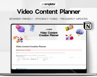 Planificateur de création de contenu vidéo (2023) | Modèle de notion | Project Tracker, Storyboard, Vision Board pour les créateurs de contenu et les vidéastes