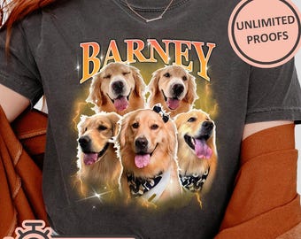 Custom Pet T Shirt Your dog/cat's photo + name on a vintage Comfort Colors tee, Personalized pet gift & 90's style for pet lovers