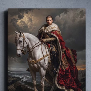 Retrato personalizado da família real a partir de imagem, retrato realista, presente de retrato histórico para homem, arte renascentista, retrato de rei