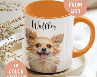 Custom Watercolor Pet Mug from Photo, Personalized Dog or Cat Portrait Gift, Dog Mom Mug Gift, Cat Coffee Mug, Custom Pet Mug Gift,