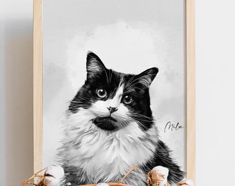 Custom Watercolor Pet Portraits, Hand-Drawn Looks from Your Photo, Unique Memorial Gift for Dog and Cat Lovers,  Custom Pet Portraits