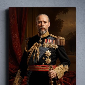 Custom General Portrait from Picture, Realistic Portrait, Historical Portrait Gift for Men, Renaissance Artwork, Ai Design, King Portrait,