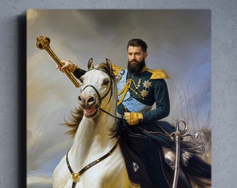 Benutzerdefinierte königliches Porträt vom Bild, Renaissance Porträt, Geburtstagsgeschenk, menschliches Porträt, Ai Design, individuelles Königsporträt, historisches Porträt