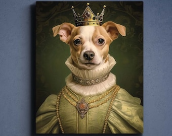 Custom Renaissance Pet Portrait,Personalized Pet Portrait,Queen Pet Portrait, King Pet Portrait, Royal Pet Portrait,Renaissance Costume