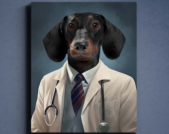 Custom Doctor Pet Portrait, Doctor Pet Gift, Christmas Gift, Nurse Pet Portait,Custom Pet Portrait in Doctor Coat,Royal  Doctor Pet Portrait