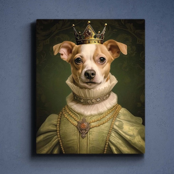 Custom Renaissance Pet Portrait,Personalized Pet Portrait,Queen Pet Portrait, King Pet Portrait, Royal Pet Portrait,Renaissance Costume
