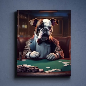 Spersonalizowany portret zwierzaka hazardzisty, spersonalizowany portret zwierzaka, spersonalizowany portret zwierzaka kasyna, portret hazardzisty, portret zwierzaka pokerowego, prezent świąteczny