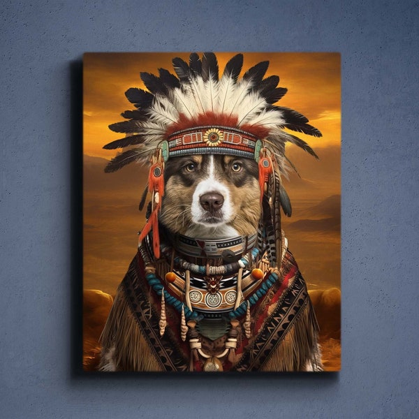 Custom Indian Pet Portrait,Indian Pet Costume Portrait, Indian Wall Art, Personalized Pet Portrait, Funny Indian Portrait,Christmas Gift
