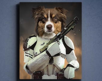 Custom Star Wars Pet Portrait,Stormtrooper Pet Portrait,Custom Star Wars Portrait, Stormtrooper Costume, Personalized Pet Portrait,Star Wars