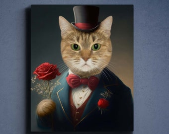 Custom Gentleman Cat Portrait, Cat İn Suit  Portrait, Gentleman Pet Gift, Royal Gentleman Portrait, Personalized Pet Portrait,Gentleman  Pet