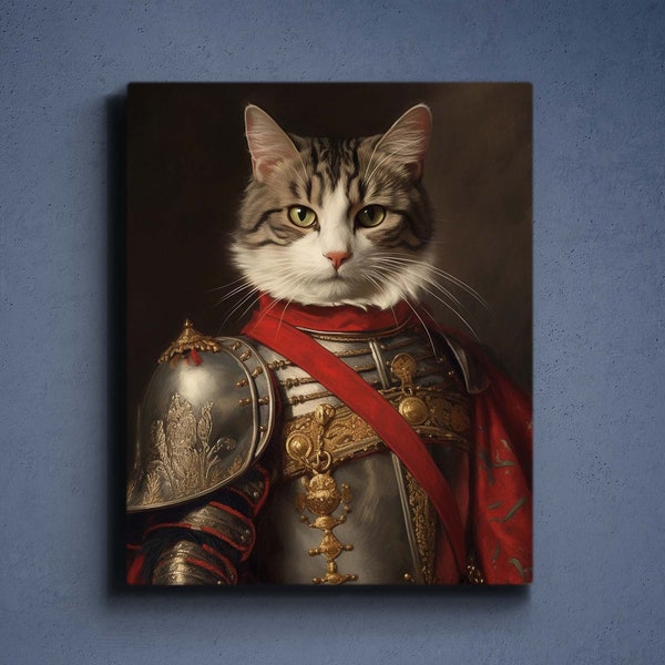 Custom Warrior Pet Portrait, Knight Pet Costume ,King Pet Portrait,Warrior Portrait, Personalized Pet Portrait,Regal Pet Portrait,Christmas