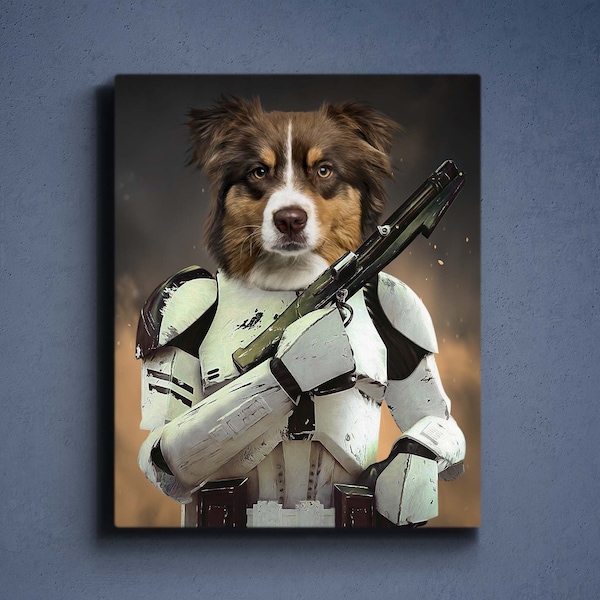 Custom Star Wars Pet Portrait,Stormtrooper Pet Portrait,Custom Star Wars Portrait, Stormtrooper Costume, Personalized Pet Portrait,Star Wars