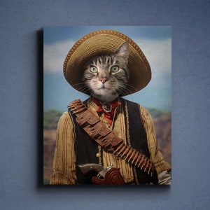 Niestandardowy portret kowboja, portret psa western, prezent dla kowboja, portret kowboja dla psa, portret kowboja, spersonalizowany portret zwierzaka, kowboj dla zwierzaka