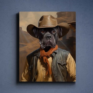 Custom Cowboy Pet Portrait, Western Dog Portrait, Cowboy Pet Gift, Dog Cowboy Portrait, Personalized Pet Portrait, Custom Dog Painting