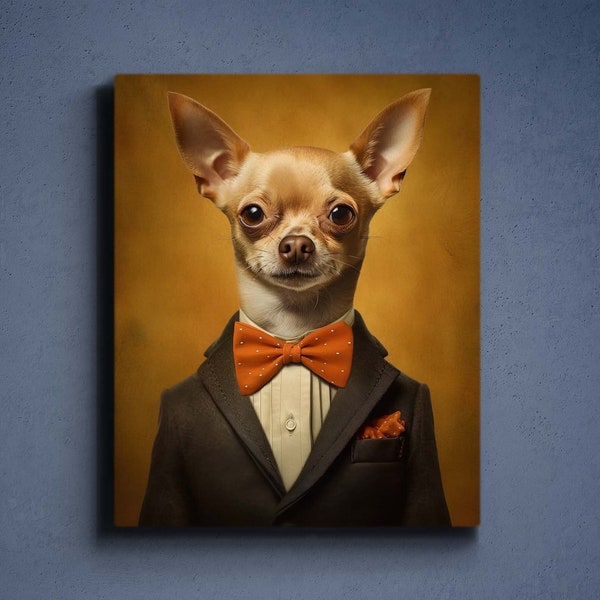 Custom Suit Dog Portrait, Bow Tie Costume Pet Portrait, Suit Dog Custom, Royal Pet Portrait, Suit  Dog Gift, Personalized Pet Portrait