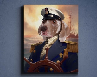Custom Captain Pet Portrait, Captain Cat, Royal Pet Portrait, Captain Dog, Regal Cat Portrait, Regal Dog Portrait, Cat Painting,Pet Memory