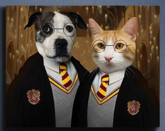 Custom Unique Multiple Pet Portraits, Regal Pet Portrait, 2-Pet Portrait, Royal Pet Canvas, Christmas Gift Pet, Renaissance Pet Portrait