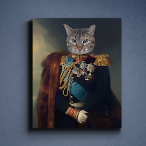 Custom King Pet Portrait, War General Pet Costume, Funny Royal Pet Portrait,Regal Cat Portrait,Pet Loss Gift, Renaissance Pet Portrait