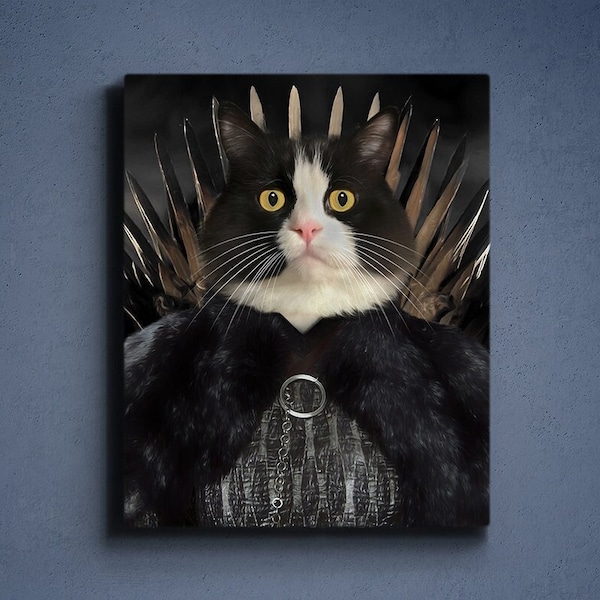 Custom Game Of Thrones Pet Portrait, Custom Got Portrait, Game of Thrones wall art, Jon Snow Portrait, Custom Iron Throne Pet Portrait