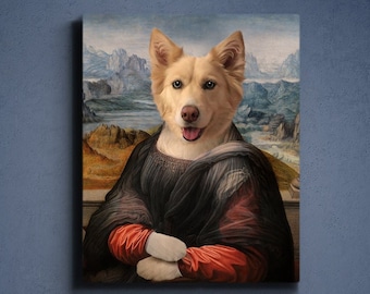 Custom Mona Lisa Pet Portrait, Mona Lisa Reproduction, Pet Painting, Pet Lover Gift, Custom Art From Photo