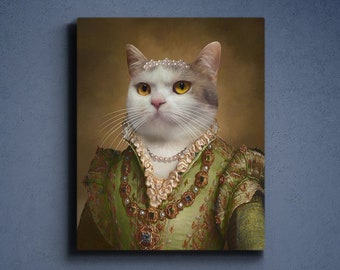 Custom Renaissance Pet Portrait,Personalized Pet Portrait, Regal Pet Portrait, Gift for Pet Owners, Christmas Gift Idea,Renaissance Portrait