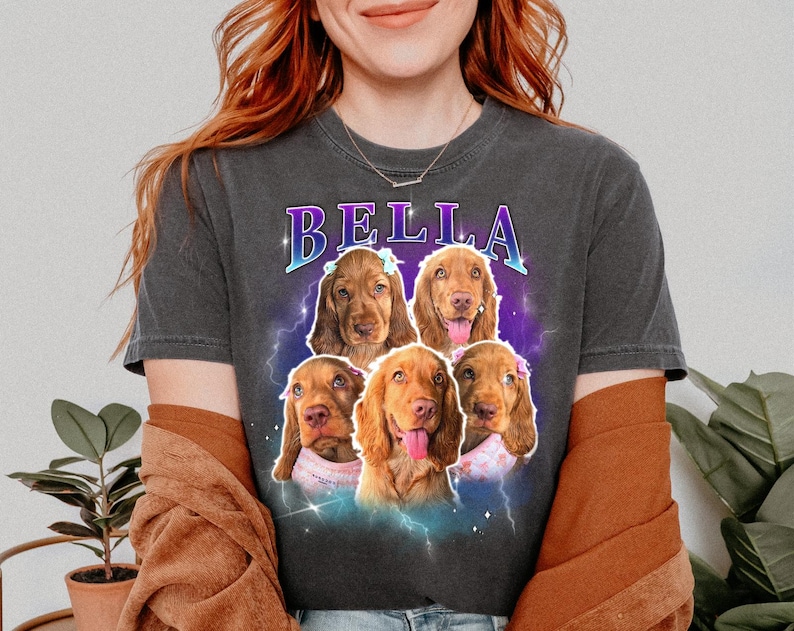Custom Pet T Shirt Your dog/cat's photo + name on a vintage Comfort Colors tee, Personalized pet gift & 90's style for pet lovers image 3